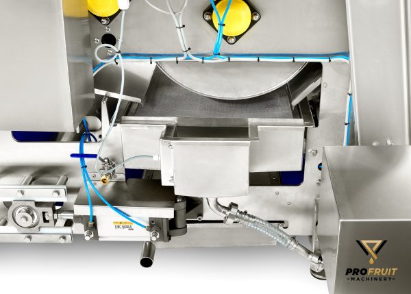 Bandpress integrerad i juiceuppsamlingsbehållaren filtrerar juicen och ger en klarare och renare produkt